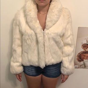 Berman’s bleached white rabbit fur coat